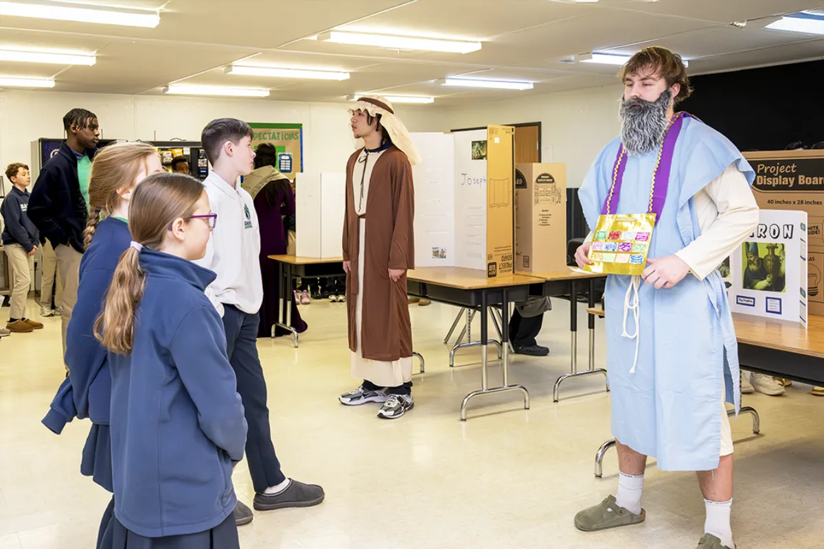 Upperclassmen celebrated Old Testament biblical figures with wax museum displays. 